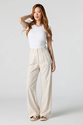 Pantalon habillé plissé en mélange de lin