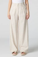 Pantalon habillé plissé en mélange de lin