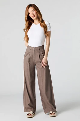 Linen-Blend Pleated Dress Pant