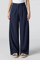 Pantalon habillé plissé en mélange de lin