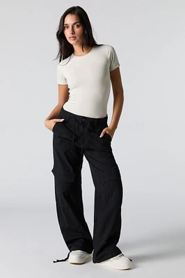 Drawstring Hem Baggy Cargo Pant