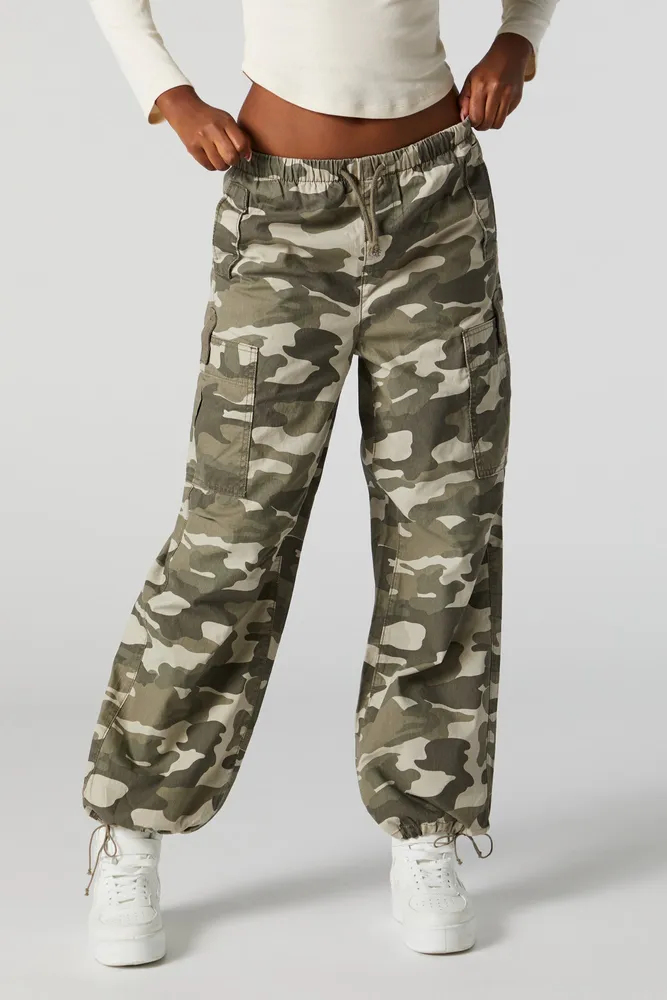 2023 Trendy Women Camo Print Cargo Pants Vintage Street Drawstring Waist  Flap Pocket Side Parachute Trousers - AliExpress