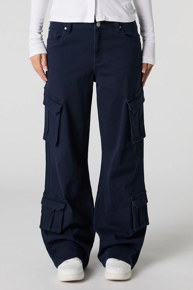 Stretch Denim Straight Leg Cargo Jean