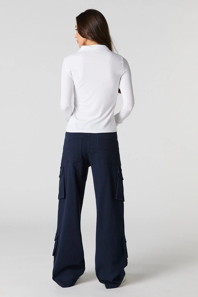 Stretch Denim Straight Leg Cargo Jean