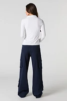 Stretch Denim Straight Leg Cargo Jean