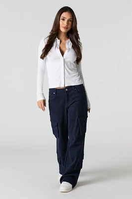 Stretch Denim Straight Leg Cargo Jean