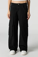 Jean à taille basse cargo baggy en denim extensible