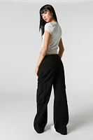 Jean à taille basse cargo baggy en denim extensible