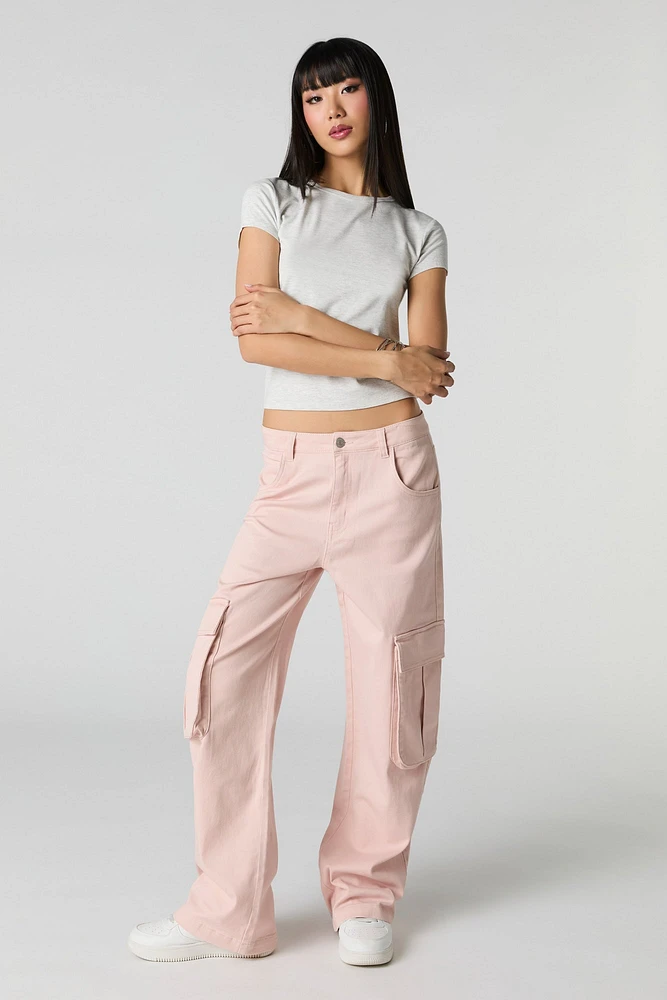 Stretch Denim Low Rise Baggy Cargo Jean