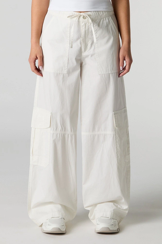 Pantalon cargo à jambe large avec taille coulissante