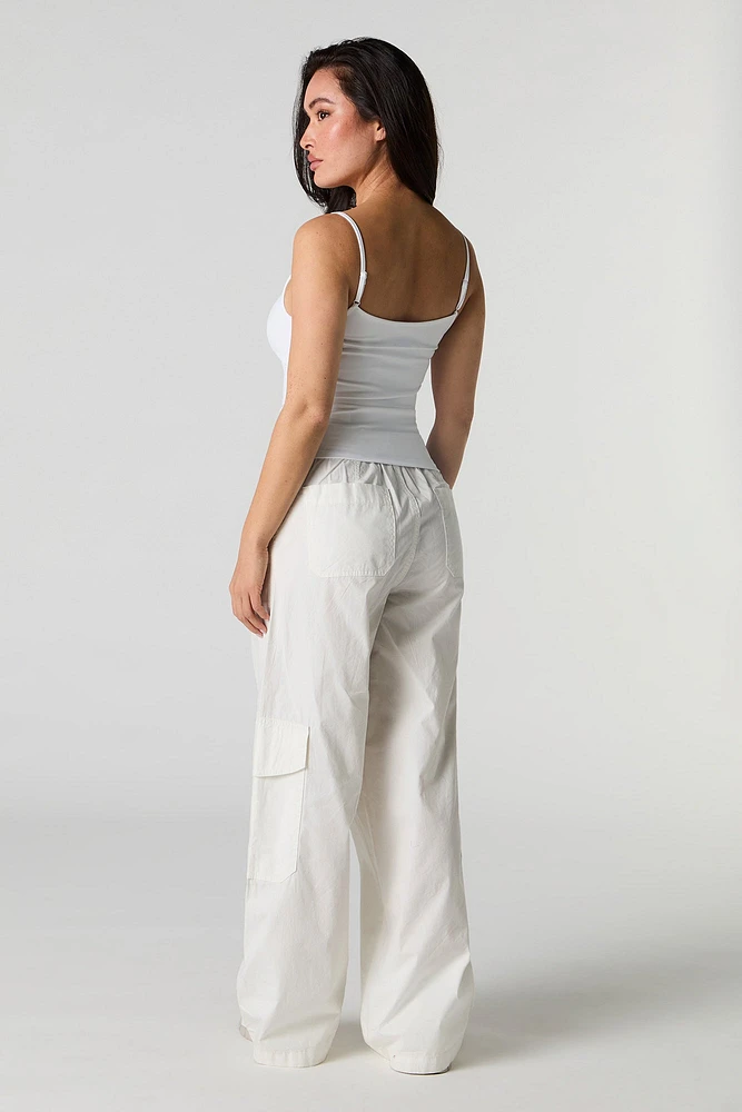 Pantalon cargo à jambe large avec taille coulissante