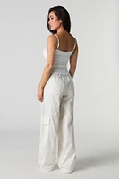 Pantalon cargo à jambe large avec taille coulissante