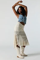 Lace Asymmetrical Midi Skirt