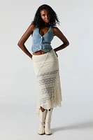 Lace Asymmetrical Midi Skirt