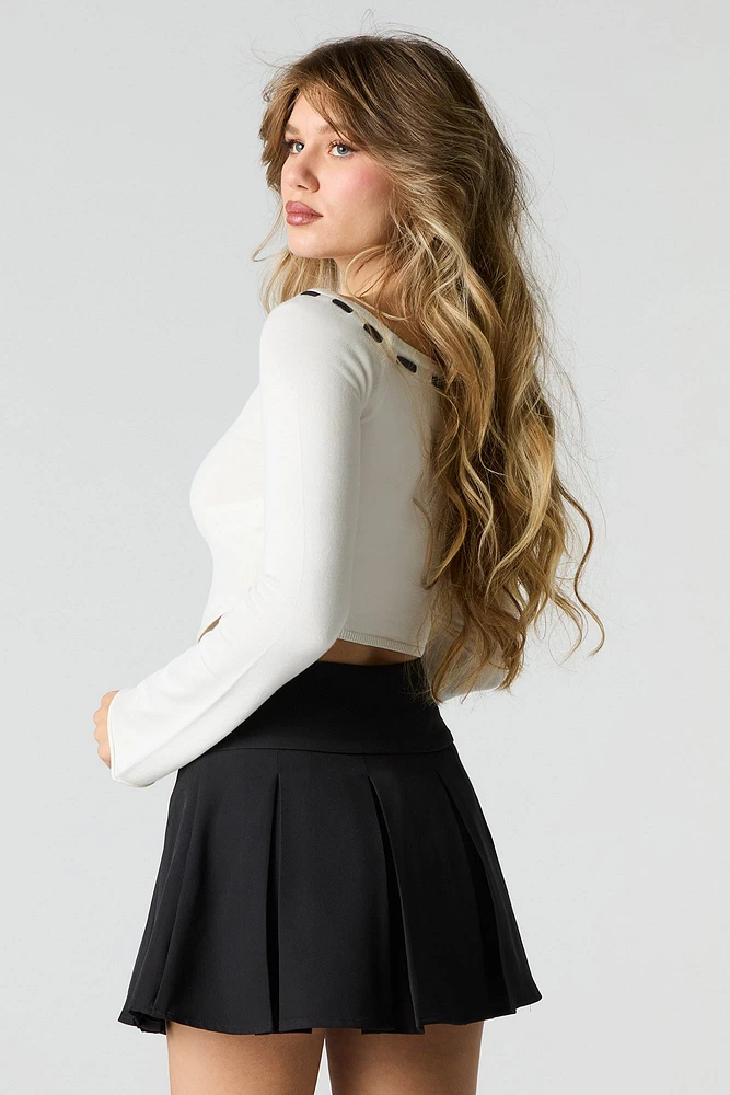 Double Buckled Pleated Mini Skort