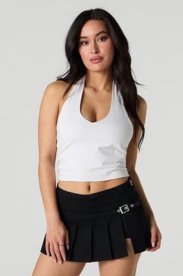 Buckled Pleated Slit Mini Skort