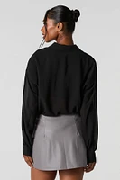 Faux Leather Slit Mini Skirt