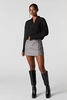 Faux Leather Slit Mini Skirt