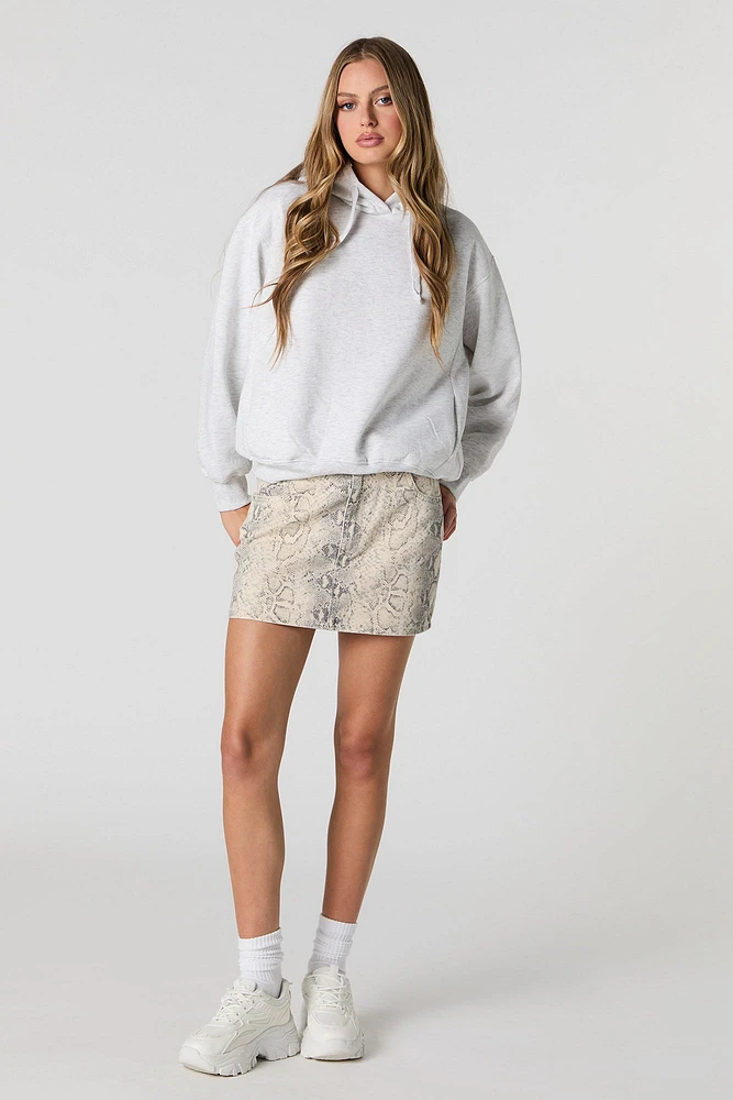 Printed Denim Mini Skirt