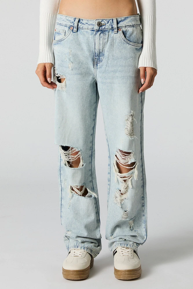 Distressed Straight Leg Jean