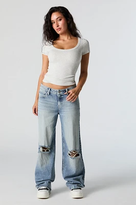 Low Rise Distressed Skater Jean