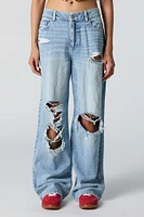 Ultra Distressed High Rise Wide Leg Jean