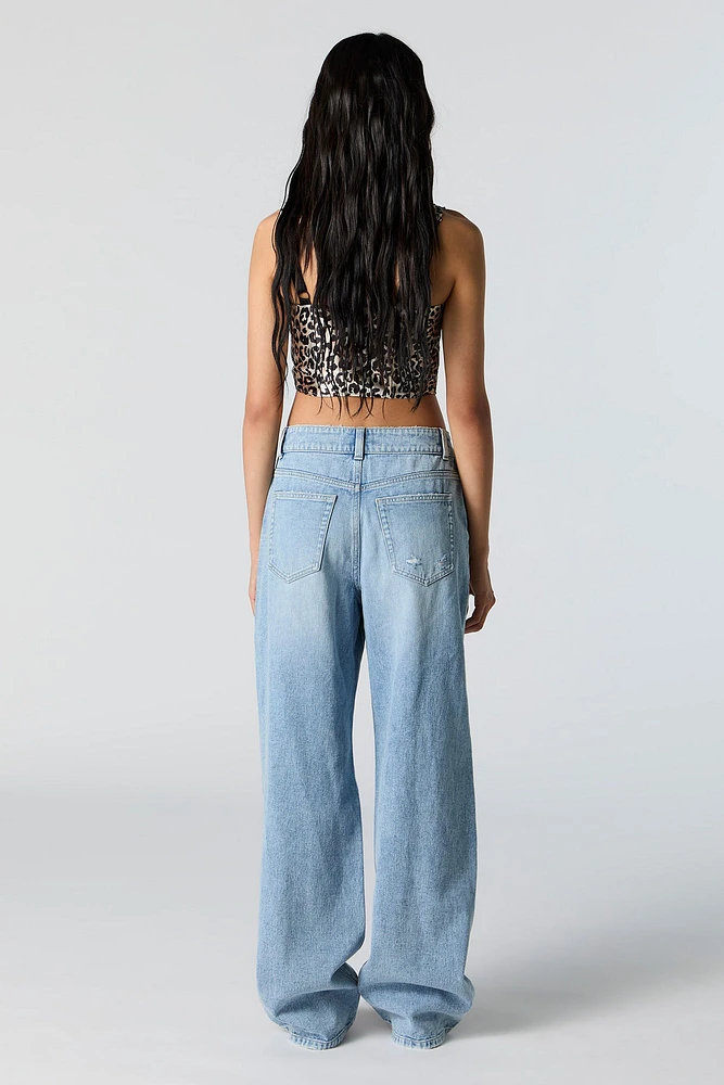 Ultra Distressed High Rise Wide Leg Jean