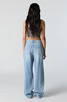 Ultra Distressed High Rise Wide Leg Jean