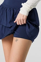 Jersey Ruffled Tiered Mini Skort