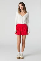 Jersey Ruffled Tiered Mini Skort