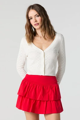 Jersey Ruffled Tiered Mini Skort