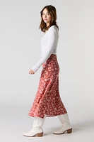 Floral Slit Midi Skirt
