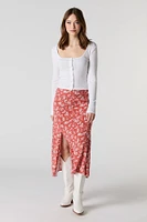 Floral Slit Midi Skirt