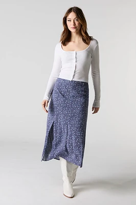 Floral Slit Midi Skirt