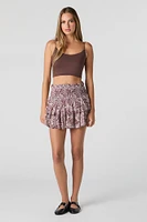 Smocked Waist Tiered Mini Skort