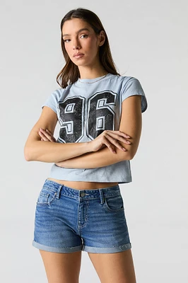 Wash Mid Rise Push Up Denim Short