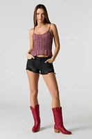 Black Wash Distressed Mid Rise Push Up Denim Short