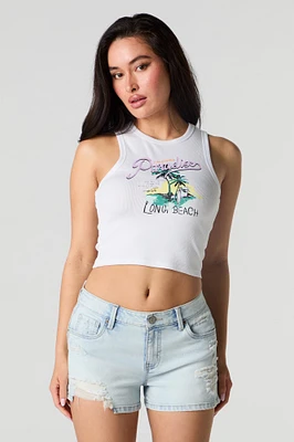 Short remonte-fesses mi-taille en denim d'aspect usé délavé pâle