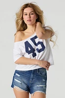 Short en denim d'aspect usé délavé fonc