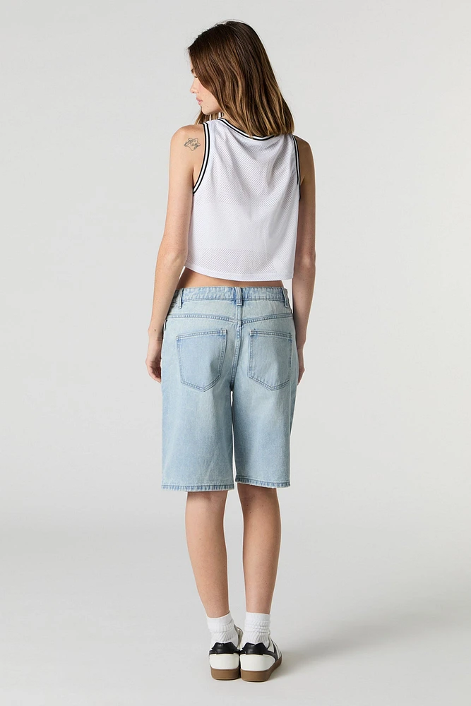 Light Wash Distressed Jort
