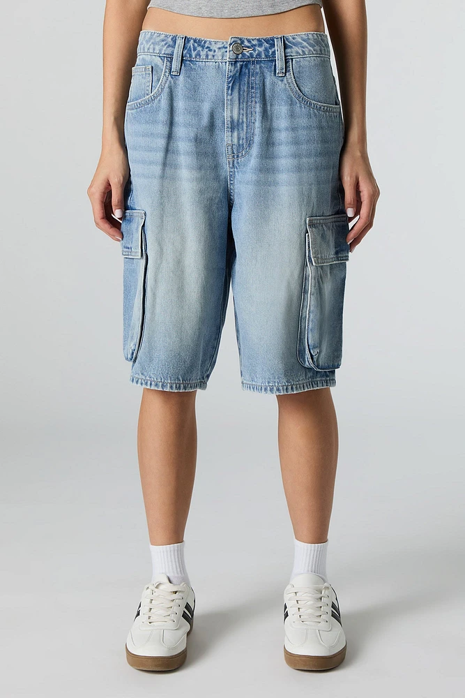 Jupe-short cargo en denim