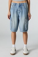 Jupe-short cargo en denim