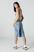 Jupe-short cargo en denim