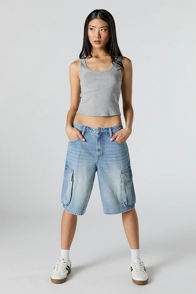 Jupe-short cargo en denim