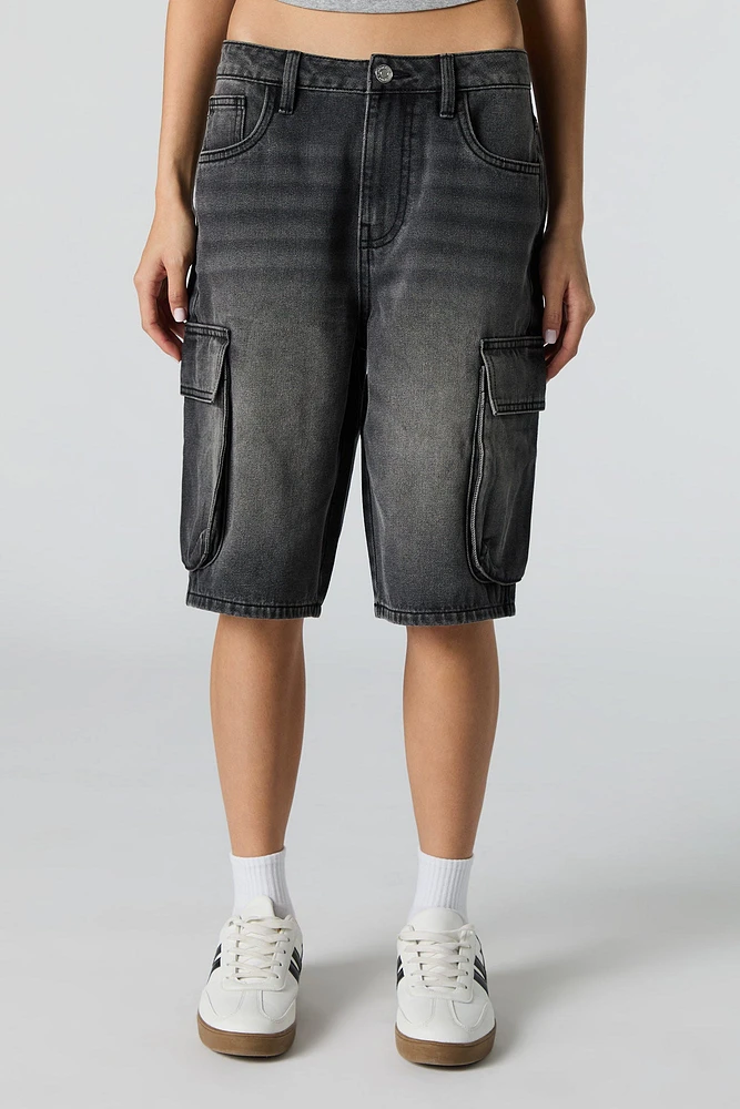 Jupe-short cargo en denim