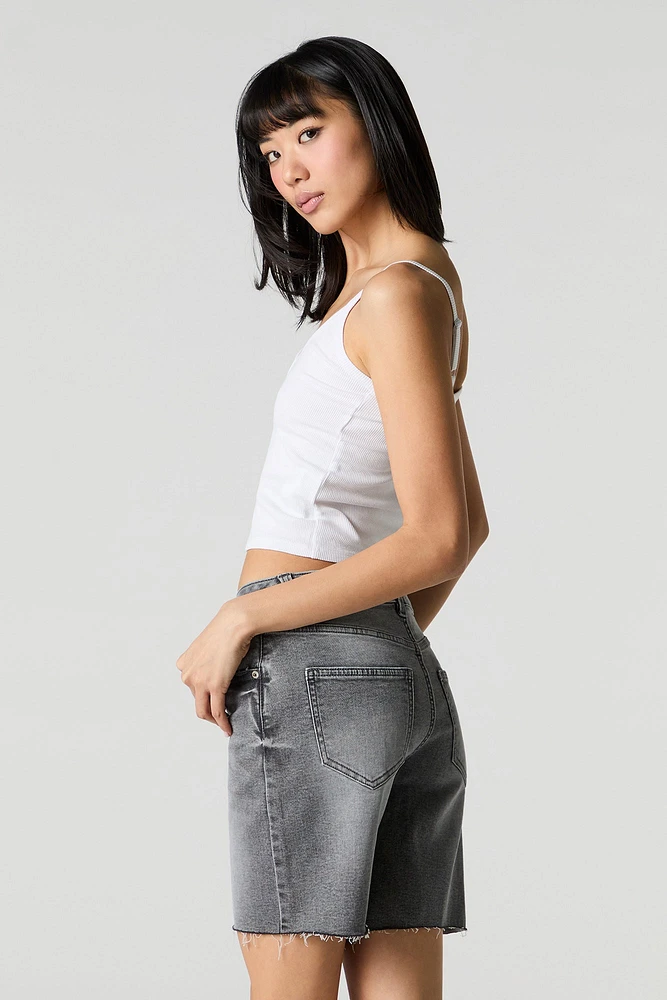 High Rise Longline Denim Short