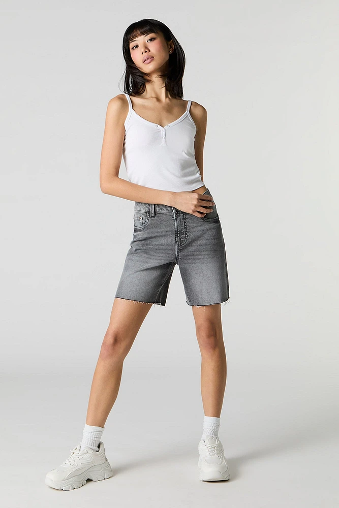 High Rise Longline Denim Short
