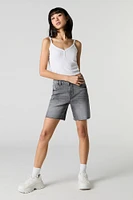 High Rise Longline Denim Short