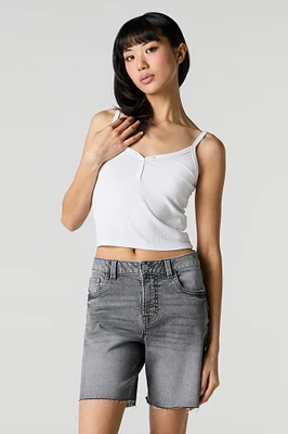 High Rise Longline Denim Short