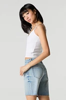 High Rise Longline Denim Short